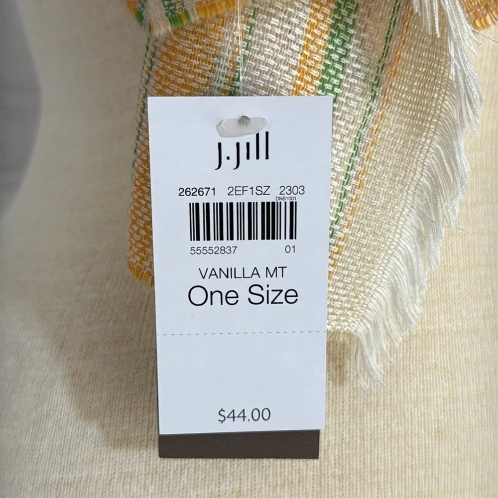 NWT J. Jill Vanilla Mint Sriped Scarf Made in Italy